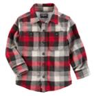Boys 4-12 Oshkosh B'gosh&reg; Flannel Plaid Button Down Shirt, Size: 4, Red Black Plaid