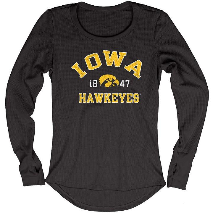 Women's Blue 84 Iowa Hawkeyes Thermal Long Sleeve Shirt, Size: Large, Black