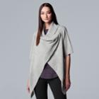 Women's Simply Vera Vera Wang Wrap Cowlneck Cardigan, Size: Large, Grey