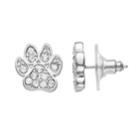 Simulated Crystal Paw Print Stud Earrings, Women's, Silver