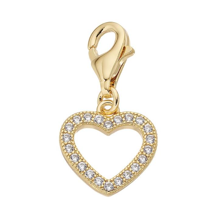 Tfs Jewelry 14k Gold Over Cubic Zirconia Heart Charm, Women's, White