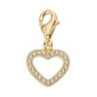 Tfs Jewelry 14k Gold Over Cubic Zirconia Heart Charm, Women's, White