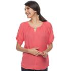 Women's Apt. 9&reg; Pleat Neck Top, Size: Xl, Med Pink