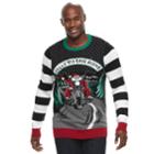 Big & Tall Biker Santa Ugly Christmas Sweater, Men's, Size: Xl Tall, Black