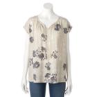 Women's Sonoma Goods For Life&trade; Floral Splitneck Top, Size: Large, White Oth