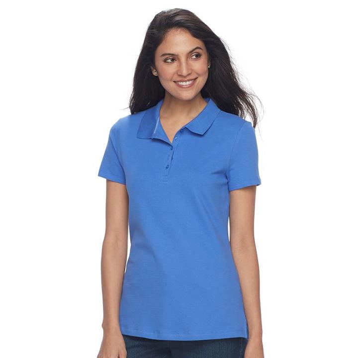 Women's Croft & Barrow&reg; Classic Solid Polo, Size: Xs, Blue (navy)