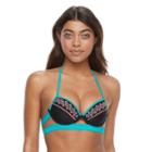 Mix And Match Embroidered Push-up Halter Bikini Top, Girl's, Size: Xl, Ovrfl Oth