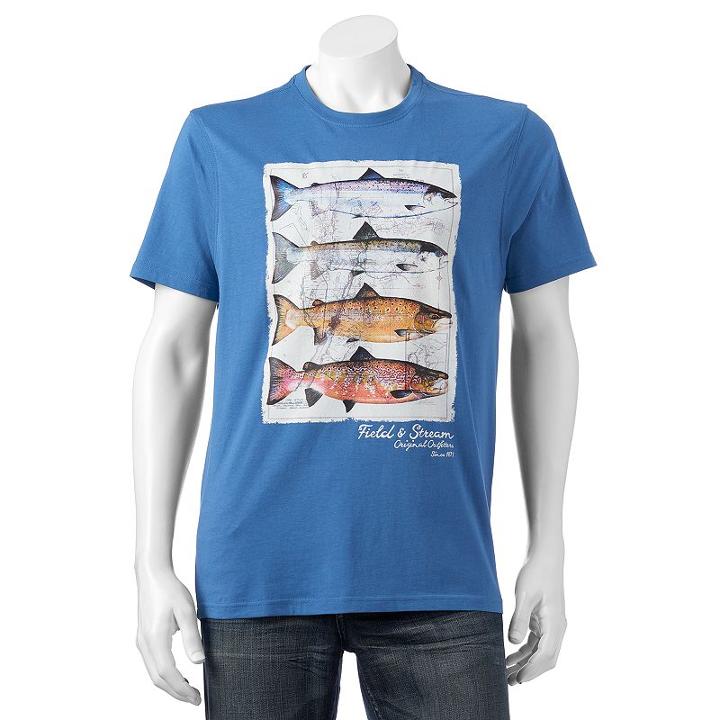 Men's Field & Stream Salmon Map Tee, Size: Large, Dark Blue