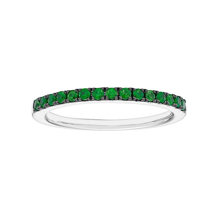 14k White Gold Emerald Stackable Ring, Women's, Size: 8, Green