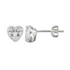 Itsy Bitsy Crystal Sterling Silver Heart Stud Earrings, Women's, White