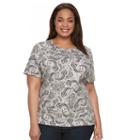 Plus Size Croft & Barrow&reg; Essential Crewneck Tee, Women's, Size: 2xl, Grey (charcoal)