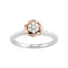 10k White Gold 1/4 Carat T.w. Diamond Flower Engagement Ring, Women's, Size: 7