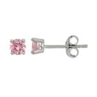 Junior Jewels Kids' Sterling Silver Cubic Zirconia Birthstone Stud Earrings, Girl's, Pink