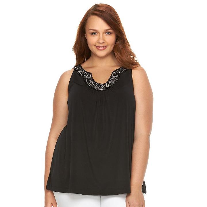 Plus Size Dana Buchman Embellished Tank, Women's, Size: 1xl, Black