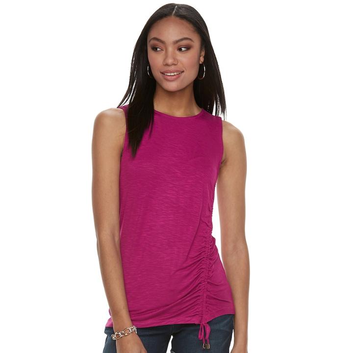 Women's Apt. 9&reg; Asymmetrical Ruched Tank, Size: Xxl, Dark Pink