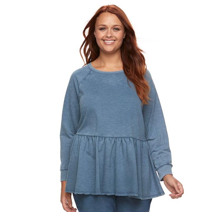 Plus Size Sonoma Goods For Life&trade; French Terry Peplum Top, Women's, Size: 1xl, Dark Blue