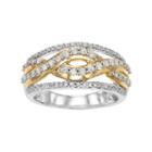 Two Tone 10k White Gold 1/2 Carat T.w. Diamond Crisscross Ring, Women's, Size: 6
