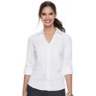 Women's Elle&trade; Solid Roll-tab Shirt, Size: Small, White