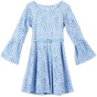 Girls 7-16 Speechless Belted Bell Sleeve Perforated Skater Dress, Girl's, Size: 7, Turquoise/blue (turq/aqua)