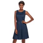 Women's Connected Apparel Floral Lace Fit & Flare Dress, Size: 16, Blue (navy)
