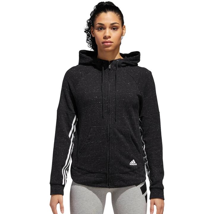 Women's Adidas Sport 2 Street Full-zip Hoodie, Size: Medium, Black
