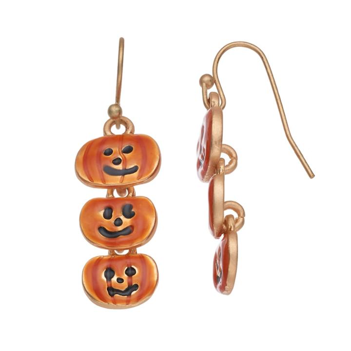 Pumpkin Linear Drop Earrings, Women's, Orange