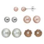 Croft & Barrow&reg; Simulated Pearl Nickel Free Stud Earring Set, Women's, Multicolor