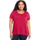 Plus Size Just My Size Mixed Fabric Short Sleeve Top, Women's, Size: 2xl, Dark Pink