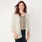 Women's Lc Lauren Conrad Pointelle Open-front Cardigan, Size: Xl, Med Beige