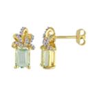 Stella Grace Laura Ashley Sterling Silver Green Quartz & 1/10 Carat T.w. Diamond Bow Stud Earrings, Women's
