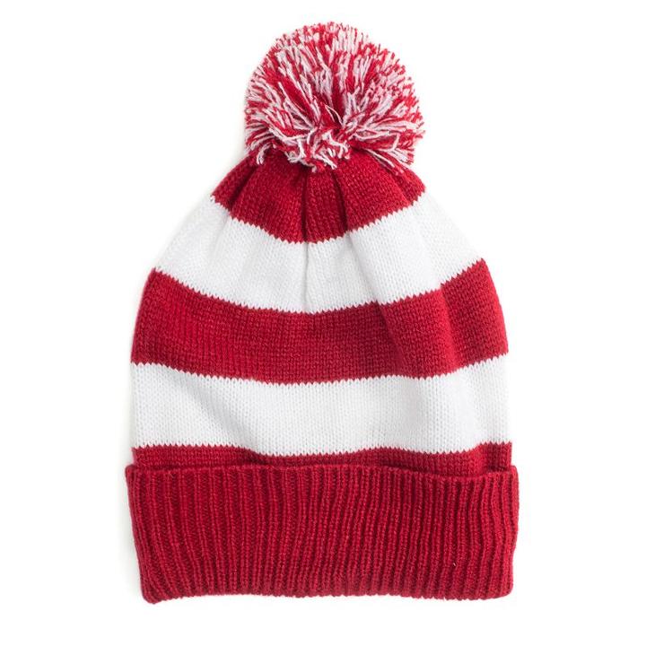 Muk Luks Game Day Striped Beanie, Women's, Red
