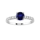 Lab-created Sapphire And Diamond Engagement Ring In 10k White Gold (.23 Ct. T.w.), Women's, Size: 8, Blue