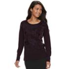 Women's Apt. 9&reg; Velvet Applique Sweater, Size: Large, Purple
