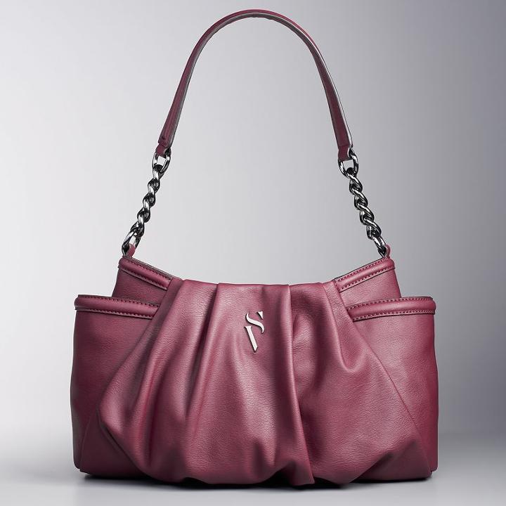 Simply Vera Vera Wang Alicia Pleated Hobo, Women's, Red