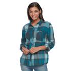 Women's Columbia Wildscape Flannel Plaid Roll-tab Shirt, Size: Xl, Blue Other