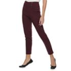 Women's Studio 253 Buttoned Millennium Ankle Pants, Size: Medium, Dark Red