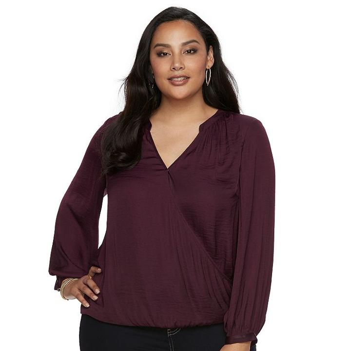 Plus Size Jennifer Lopez Surplice Popover Top, Women's, Size: 0x, Drk Purple