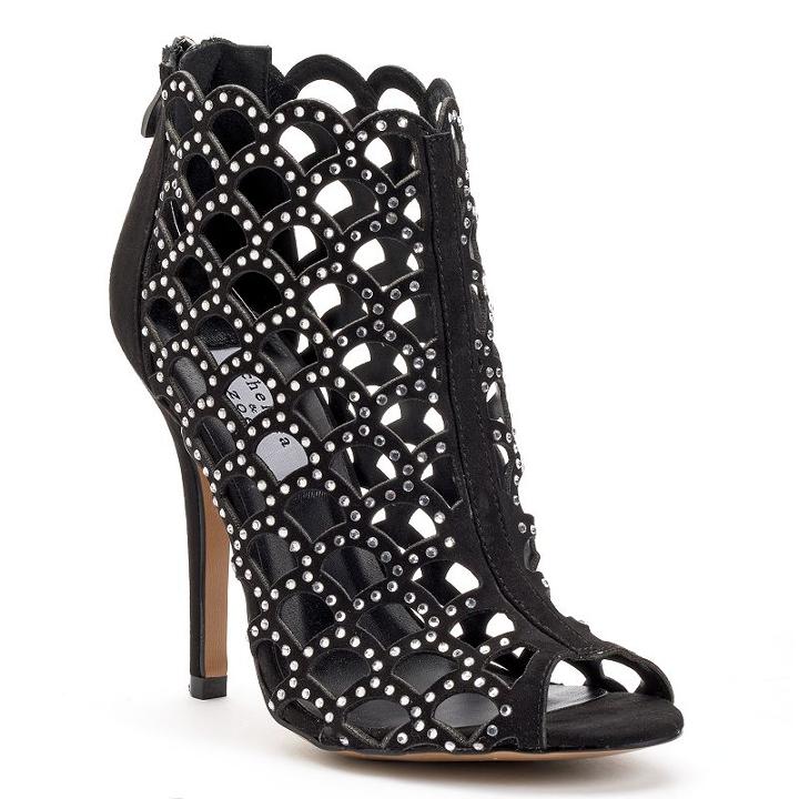 Chelsea & Zoe Danesha Women's Caged Peep-toe High Heels, Girl's, Size: 8.5, Black