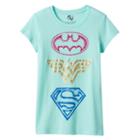 Girls 7-16 Batman, Wonder Woman & Superman Logos Graphic Tee, Girl's, Size: Small, Lt Green