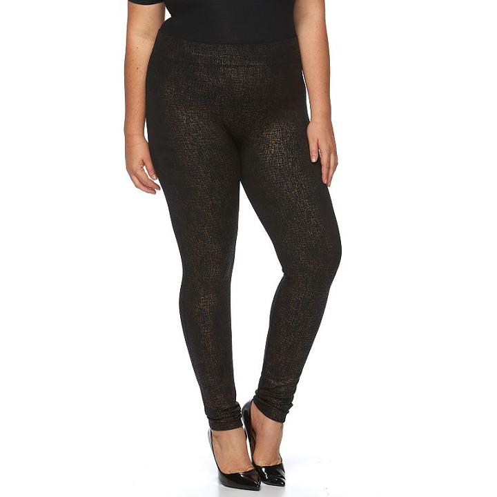 Plus Size Women's French Laundry Copper Foil Printed Leggins, Oxford