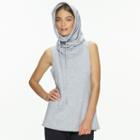 Women's Jezebel City French Terry Sleeveless Cowlneck Hoodie, Size: Small, Light Grey