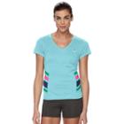 Women's Fila Sport&reg; Striped V-neck Tee, Size: Medium, Light Blue