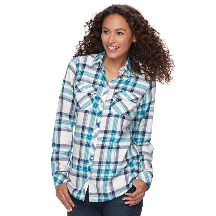 Women's Croft & Barrow&reg; Button-front Shirt, Size: Xl, Blue