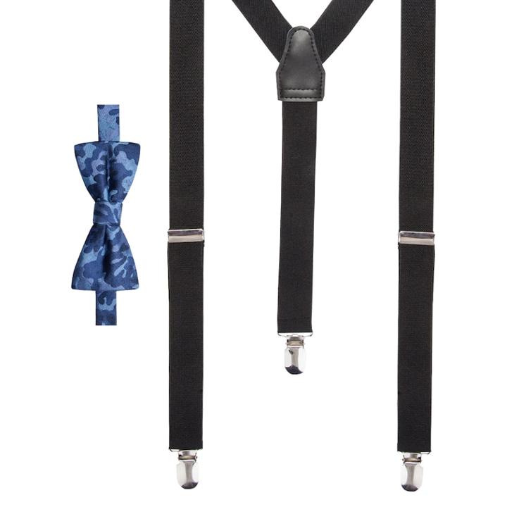 Men's Apt. 9® Tonal-striped Pre-tied Bow Tie & Suspenders Set, Blue