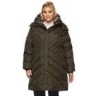 Plus Size Towne By London Fog Hooded Down Puffer Parka, Women's, Size: 1xl, Med Green