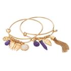 Gs By Gemma Simone Earth Goddess Collection Bead & Charm Bangle Bracelet Set, Women's, Size: 8, Purple