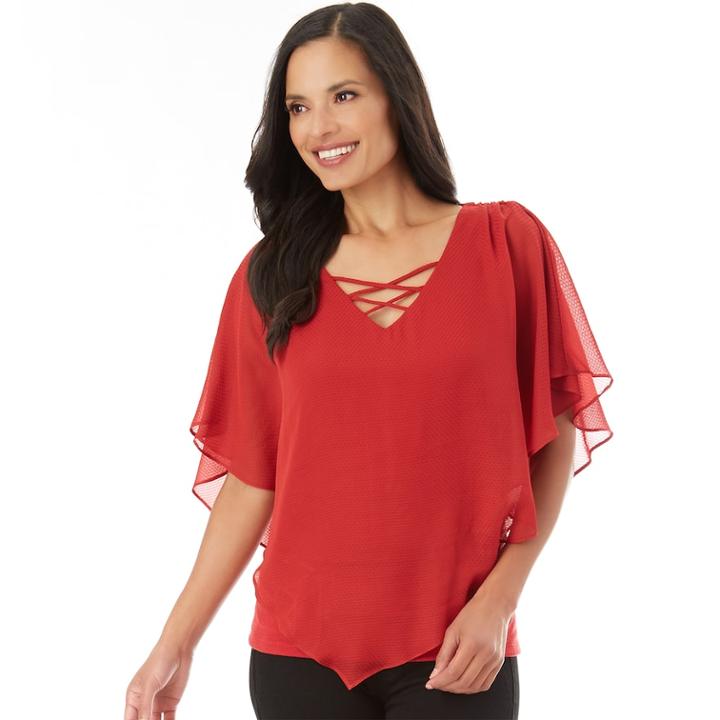 Women's Apt. 9&reg; Crisscross Popover Top, Size: Medium, Red