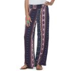 Juniors' About A Girl Print Smocked Palazzo Pants, Size: Small, Blue (navy)