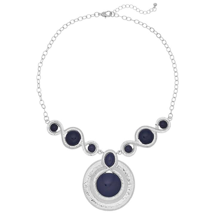 Blue Circle Pendant Necklace, Women's, Navy
