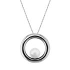 Sterling Silver Freshwater Cultured Pearl Circle Pendant, Women's, White